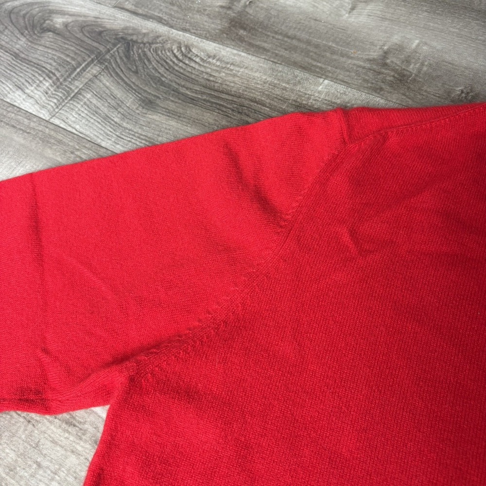 Vintage Queen of Scotland 100% Cashmere red Crewneck Sweater XL Classic Preppy - Picture 3 of 8